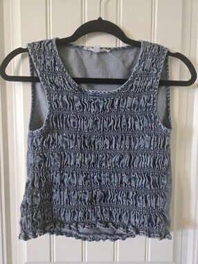 Jane and Delancey Smocked Tank Top in Denim Blue